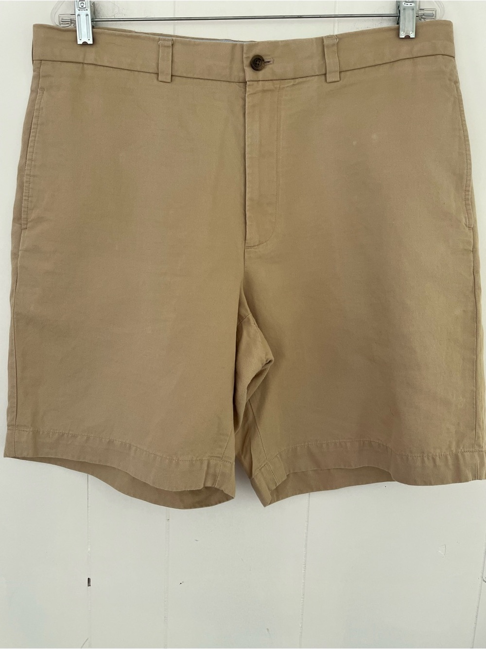 Brooks Brothers Men's Linen Cotton Blend Flat Front Shorts Tan Khaki Size 36
